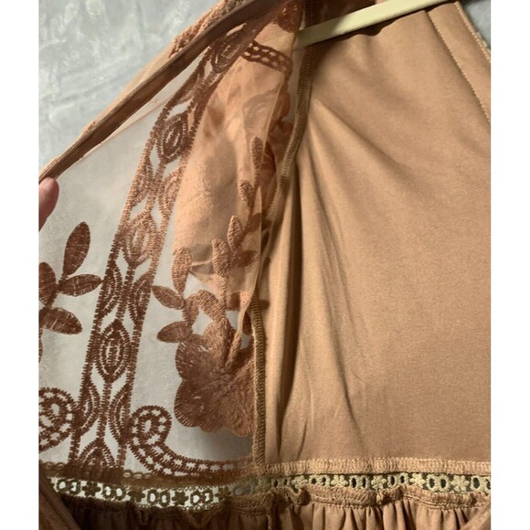 Lace Maxi Dress Womens Small Peachy Blush Sheer Whimsy Fairycore Regencycore Y2K - Picture 10 of 16